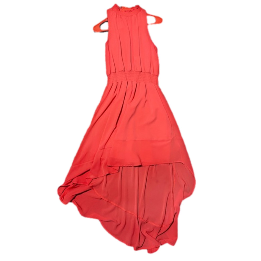 Coral High Neck Asymmetric Dress - Picture 1 of 1